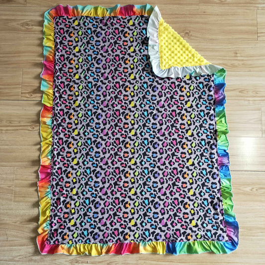 BL0028 Blue Yellow Leopard Print Blanket