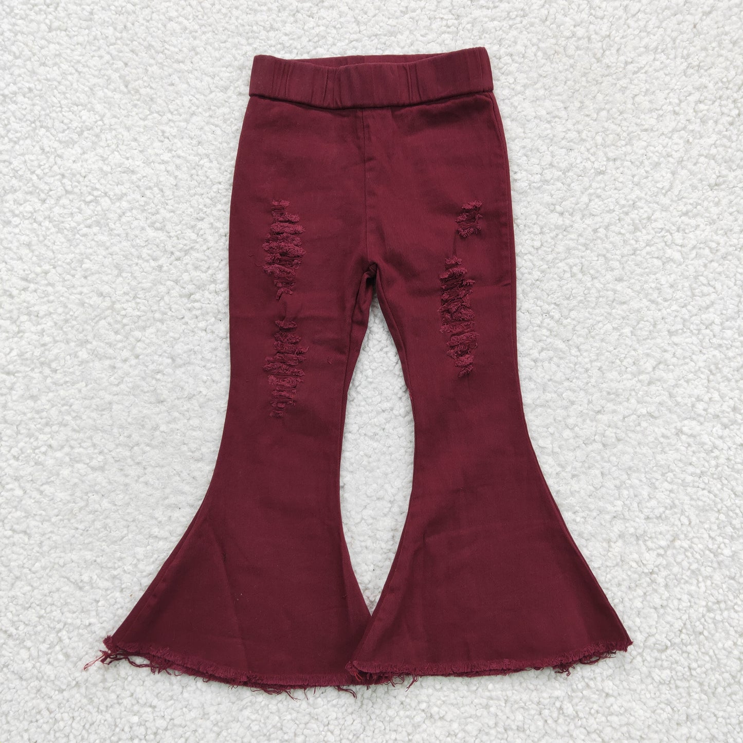 P0047 Wine Red Solid Color Hot Sale Baby Girls Denim Jeans