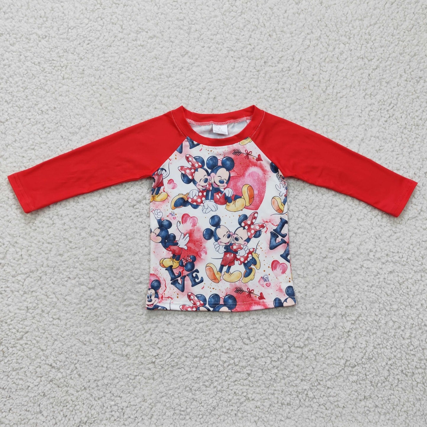 BT0157 Valentine Red Love M Cartoon  Boys Long Sleeve Top T-shirts