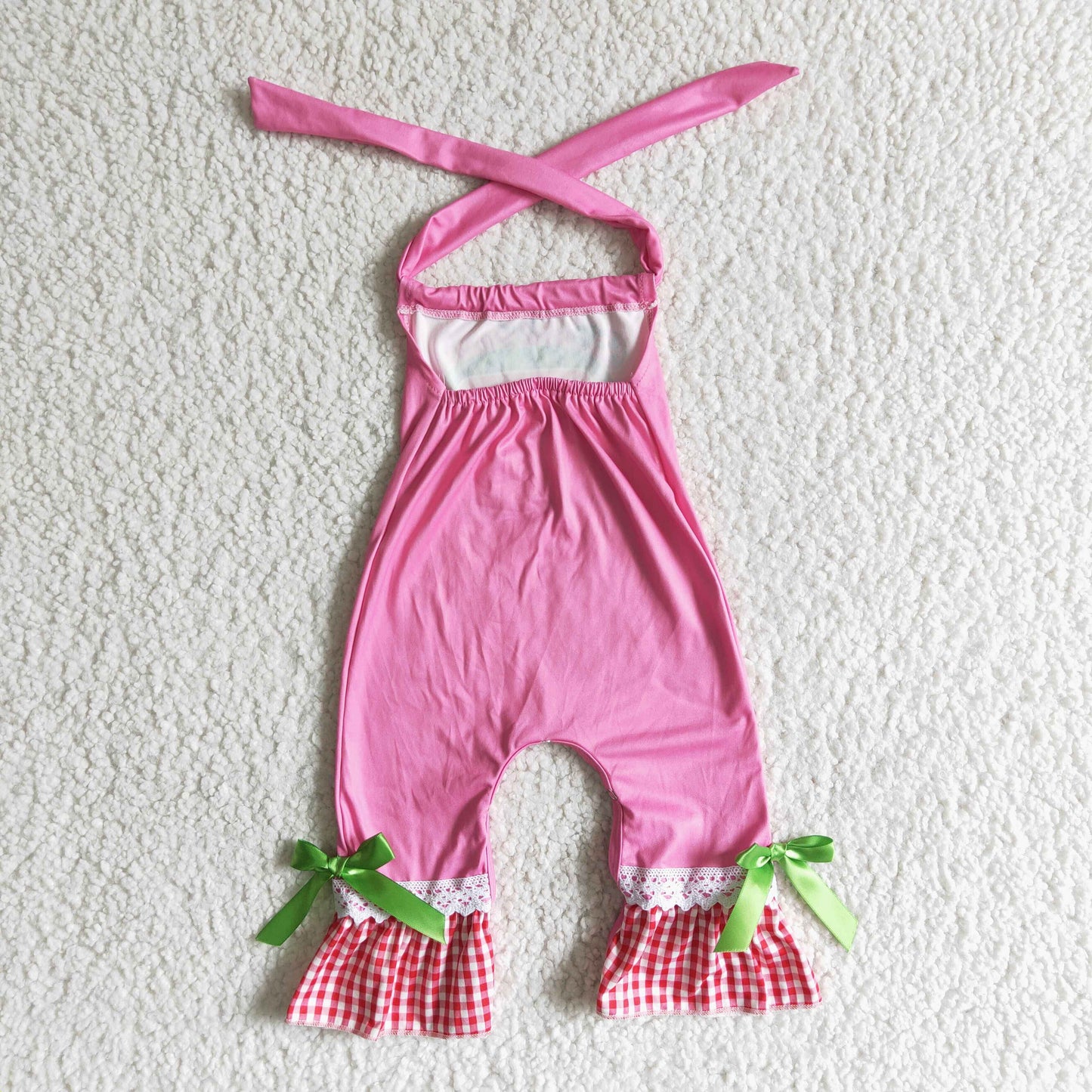 B10-30 Hot Pink Cartoon Girls Sleeveless Romper