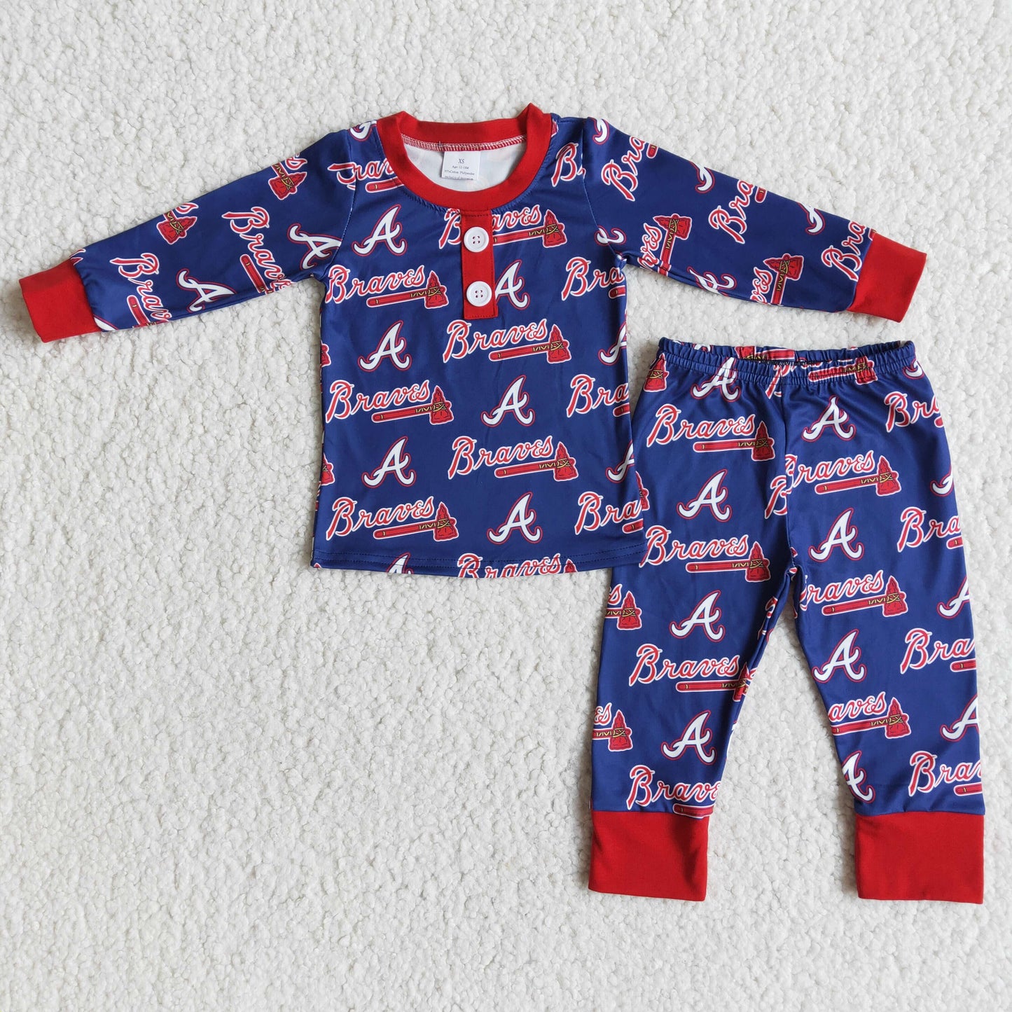 6 A29-19 Red Blue Football Ball Team Boys Long Sleeve Pajamas