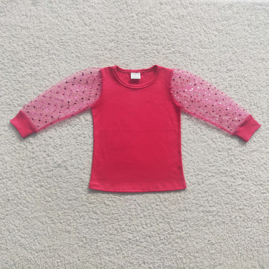 GT0176 Pink Lace Girls Long Sleeve Top T-shirts