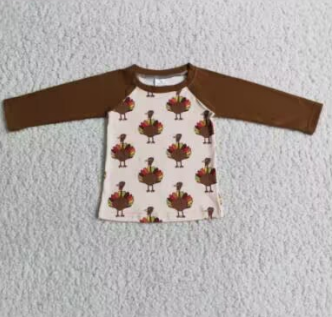 Clearance 6 C6-34 Turkey Thanksgiving Boys Long Sleeve Top T-shirts