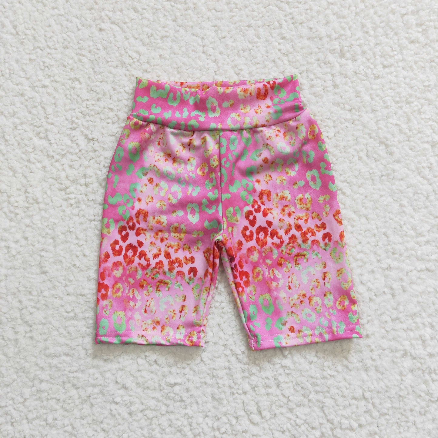 SS0028 Pink Leopard Boys Girls Biker Shorts