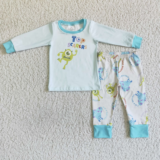 promotion RTS BLP0059 Blue Monster Cartoon Boys Long Sleeve Pajamas