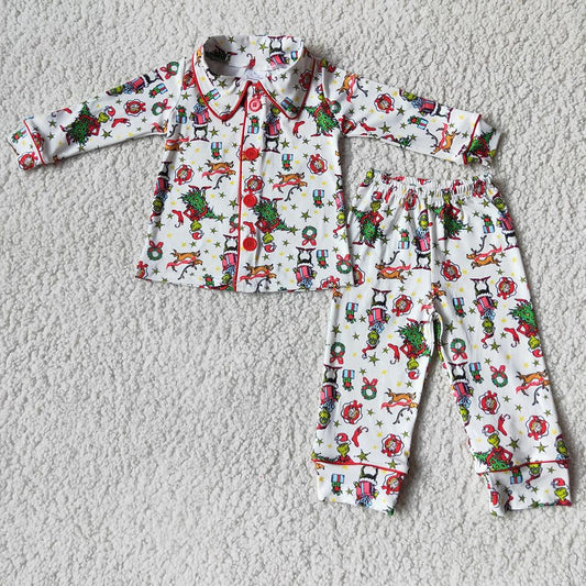 Clearance 6 C6-39 Newborn Boys Christmas Casual Pajamas