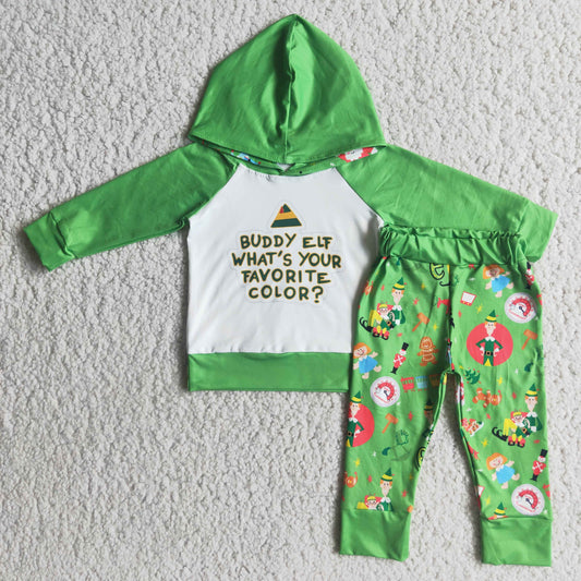 Clearance 6 A7-20 Christmas Green Cartoon Boys Long Sleeve Hoodies Outfits