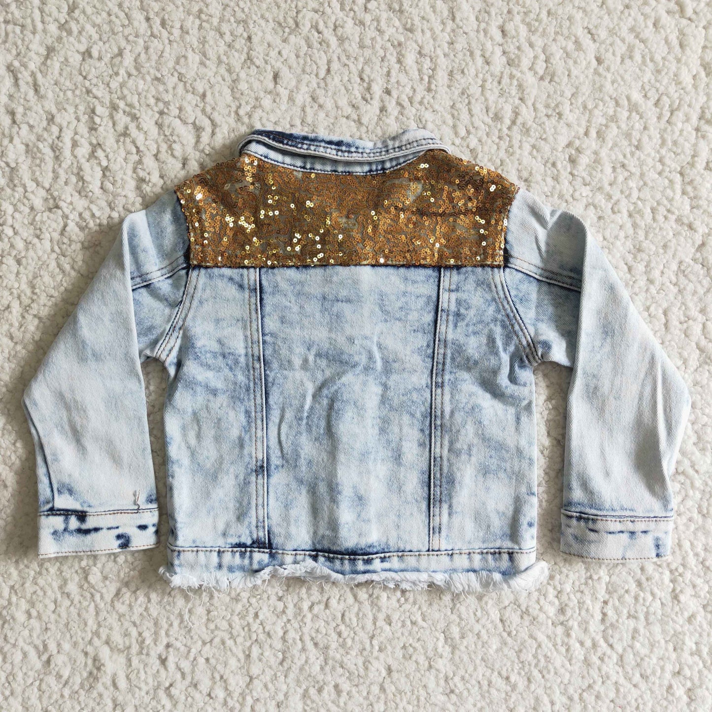 6 B12-10 Girls Sequin Denim Jacket