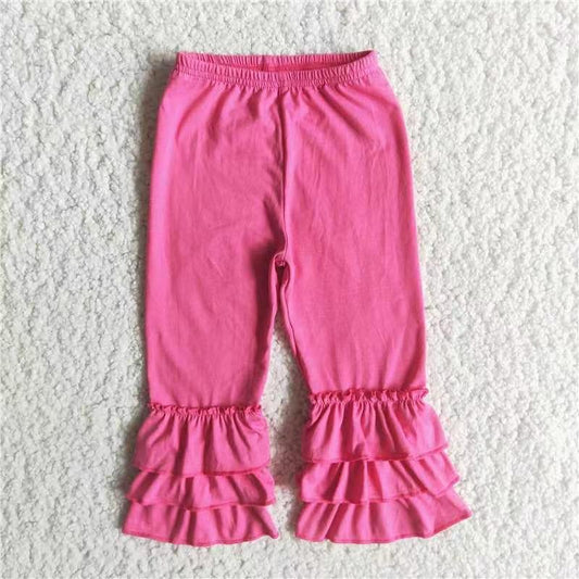 Hot Pink Baby Cotton Fabric Ruffles Pants