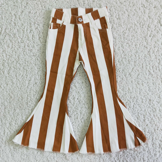 E5-24 Striped Girls Bell Pants Denim Jeans