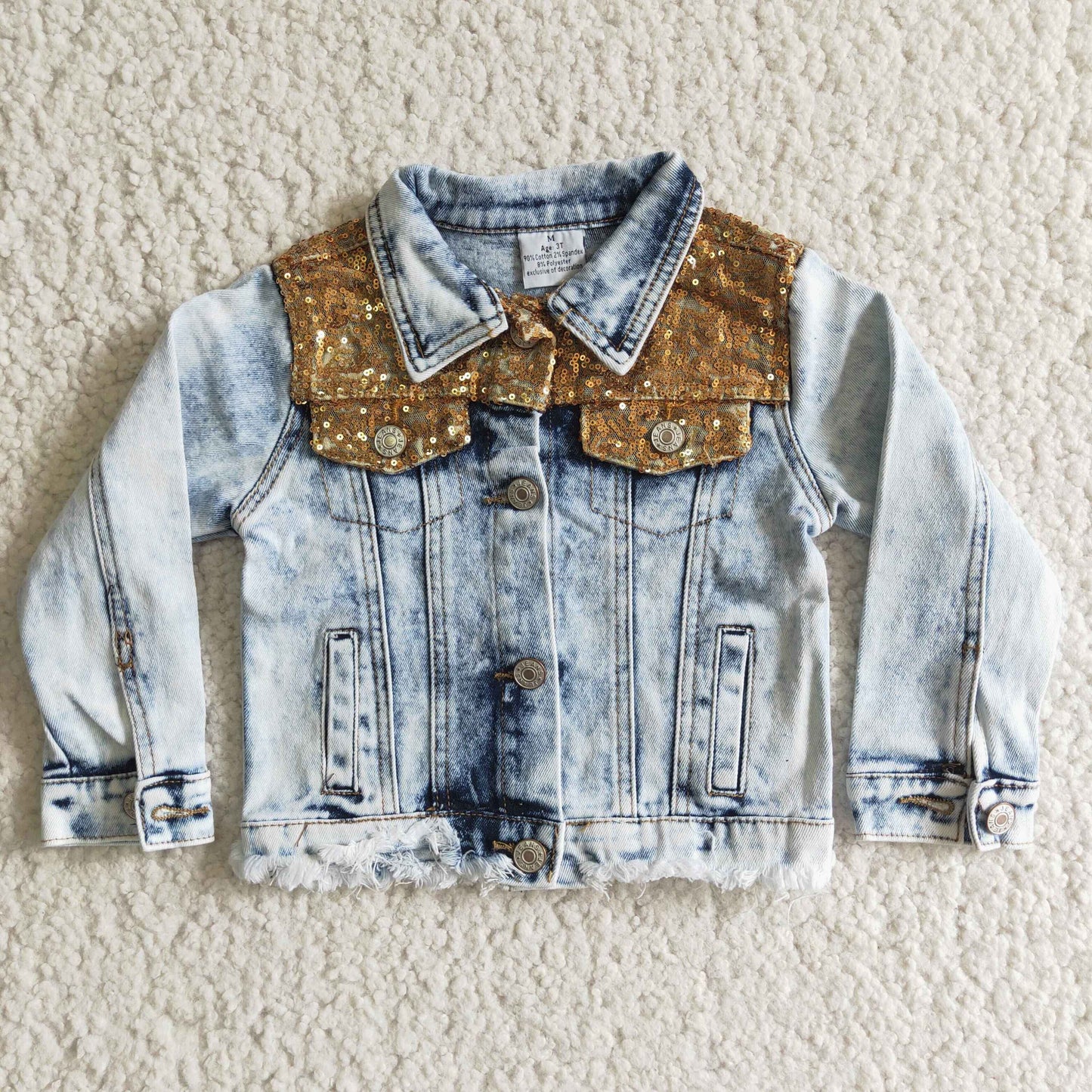 6 B12-10 Girls Sequin Denim Jacket