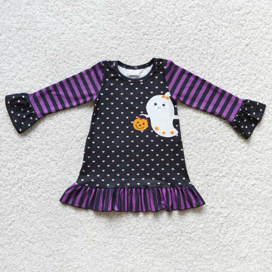 New Arrival Baby Girls Halloween Cute Ghost Pumpkin Print Casual Dress