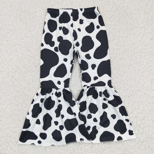 P0041 Black White Cow Print Girls Long Pants