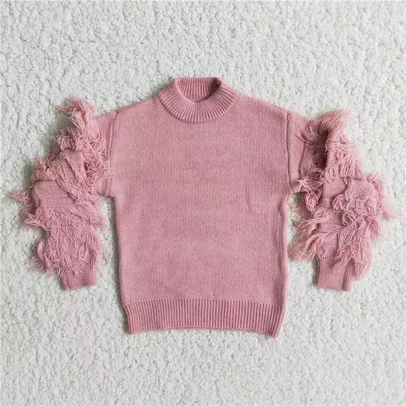 Pink Tassels Long Sleeve Girls Fashion Sweater