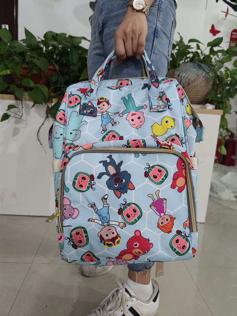 C16-M Blue Watermelon Print Cartoon School Bag Bagpack