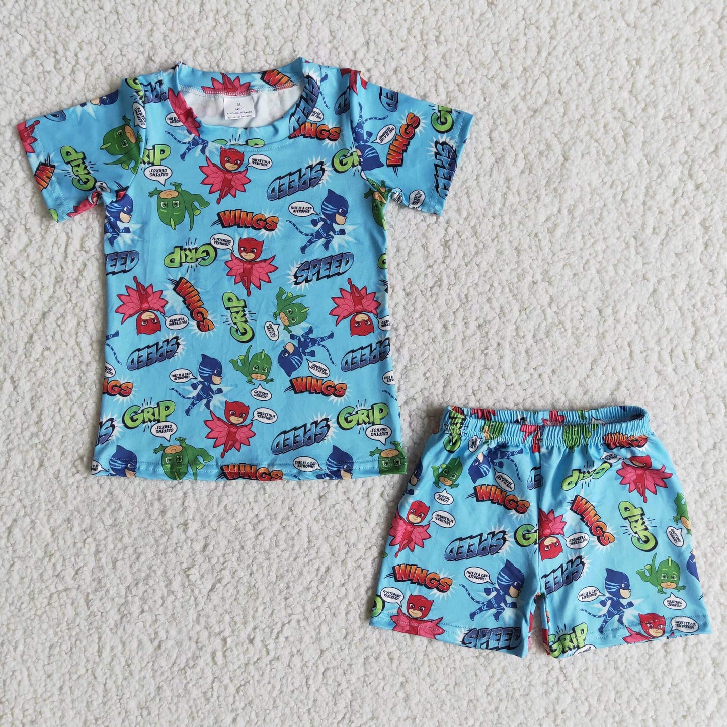 ClearanceE12-5 Boys Short Sleeve Blue Striped Print Summer Outfits