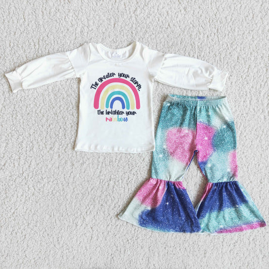 Clearance  6 A5-15 Rainbow Long Sleeve Tie Dye Pants Kids Clothes