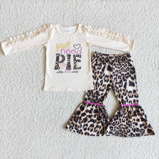 6 A23-20 Clearance Y'all Need Pie Girls Leopard Print Girls Outfits