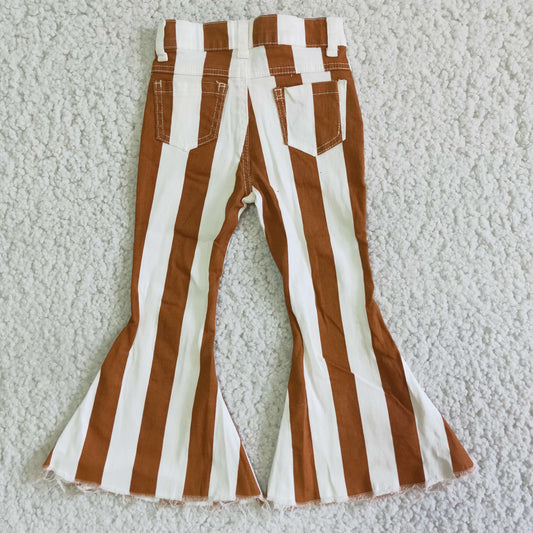 E5-24 Striped Girls Bell Pants Denim Jeans