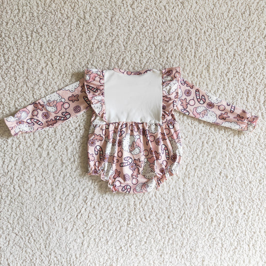 LR0206 Christmas Santa Pink Holly Jolly Babe Girls Long Sleeve Romper