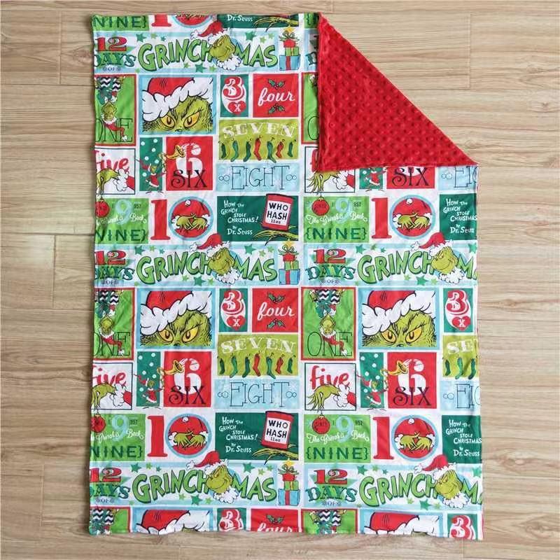 6 B6-20 Christmas Green Red Cartoon Blanket