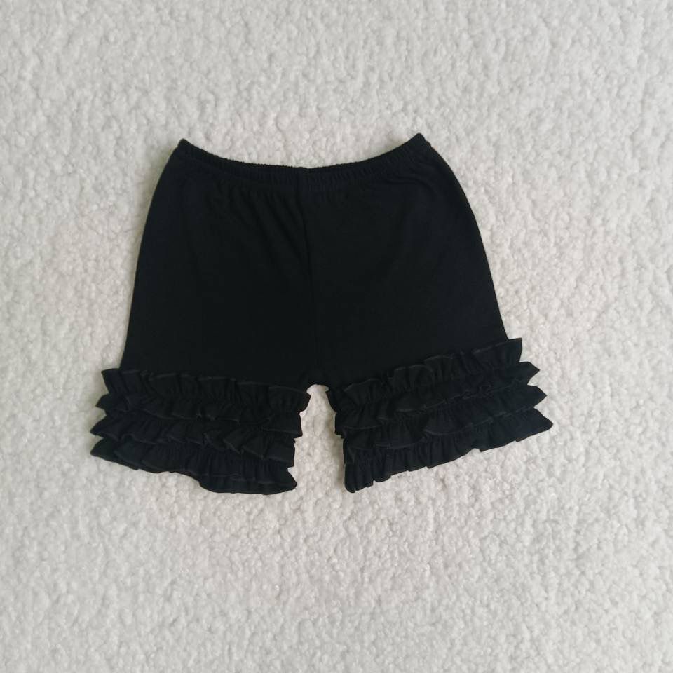 A16-3 Black Ruffles Summer Girls Shorts