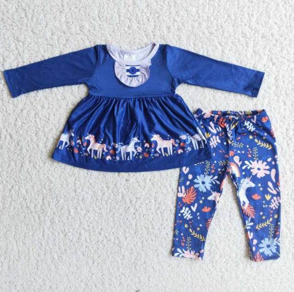 Clearance 6 B0-16 Unicorn Blue Design Kids Set