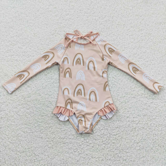 S0086 Pink Rainbow Girls Swimming Bathing Suits Swimsuits