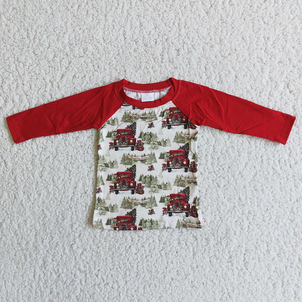 Christmas Boys Raglan Long Sleeve Casual T-shirts