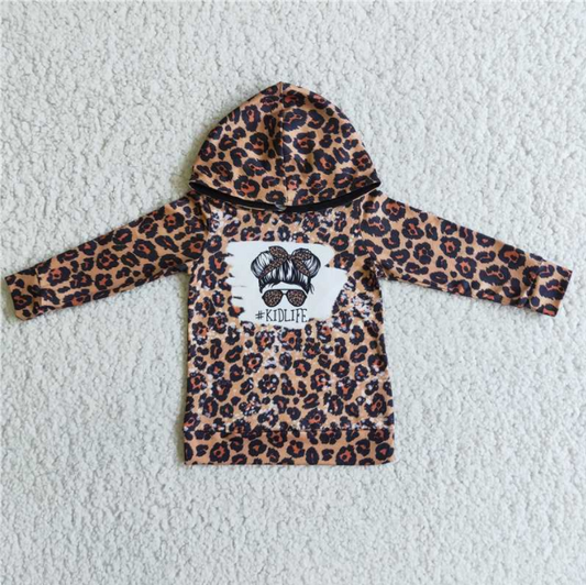 Clearance 6 C9-18 Kid Life Leopard Print Girls Long Sleeve Hoodies Top