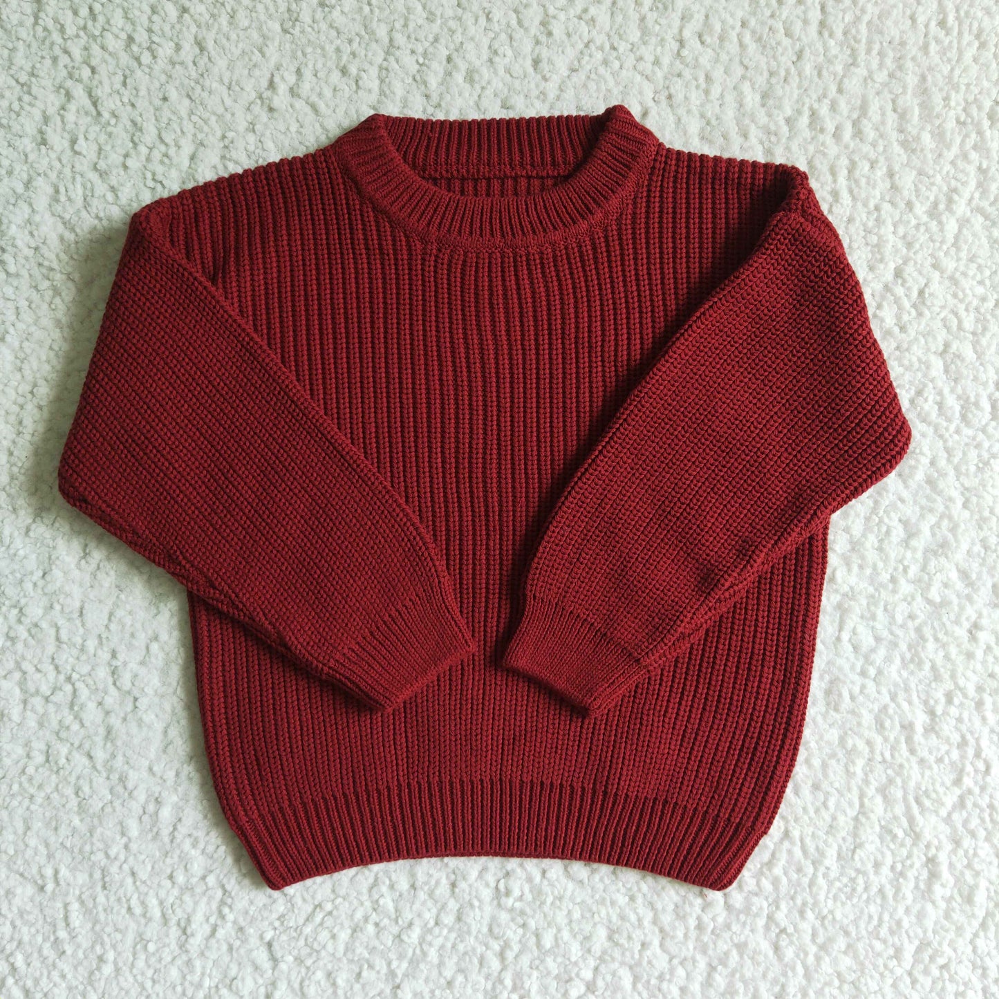 GT0035 Dark Red Girls Long Sleeve Sweater