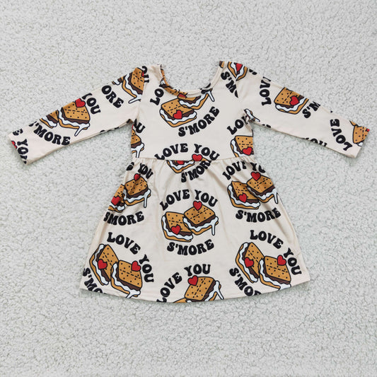 promotion GLD0168 Valentine Love You More Food Hamburger Yellow Girls Long Sleeve Dresses
