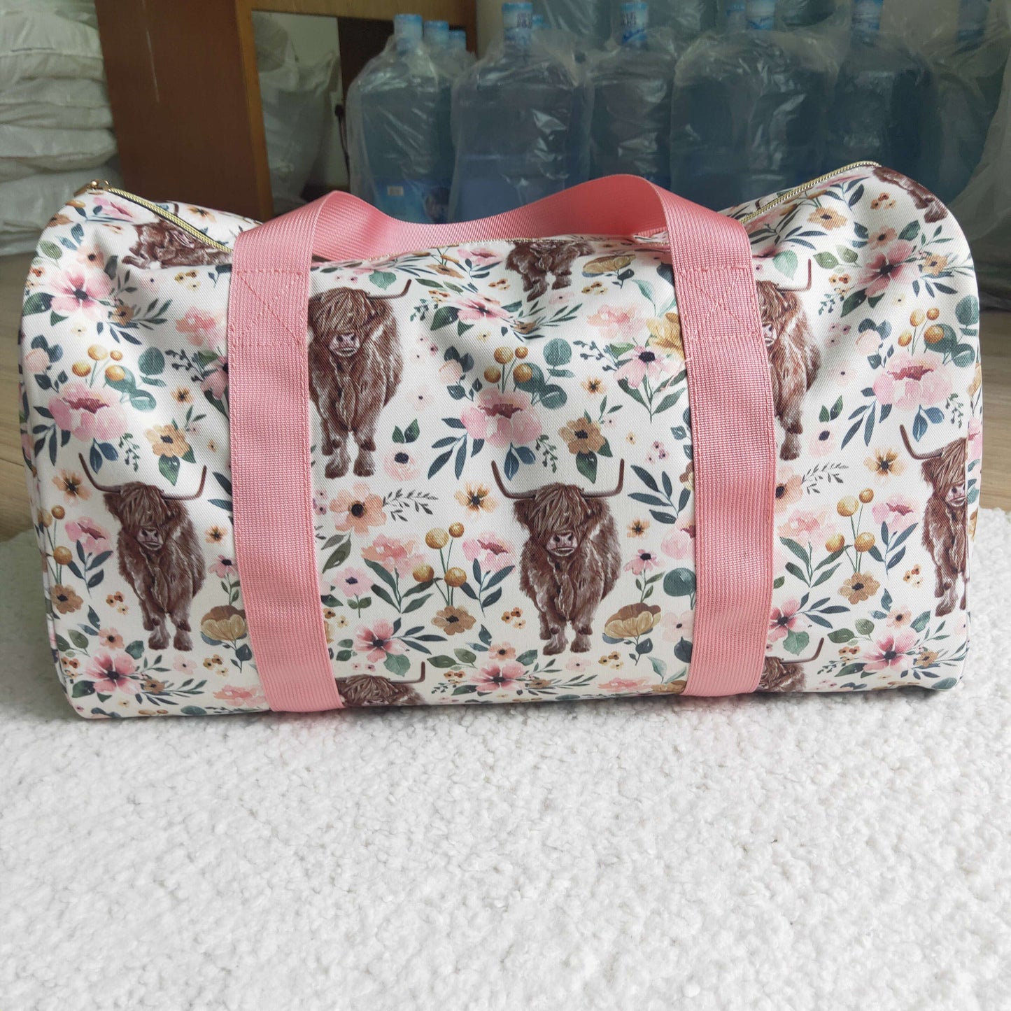 BA0008 Pink Highland Cows Print Little Bag Bagpack