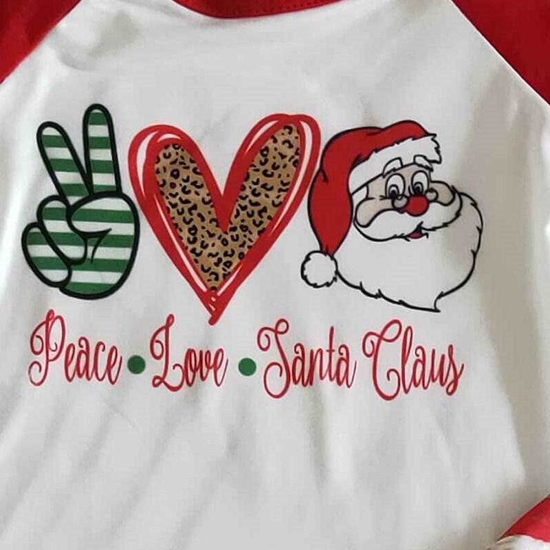 Clearance 6 A13-5 Peace Love Santa Christmas Girls Long Sleeve Bell Bottom Pants Outfits