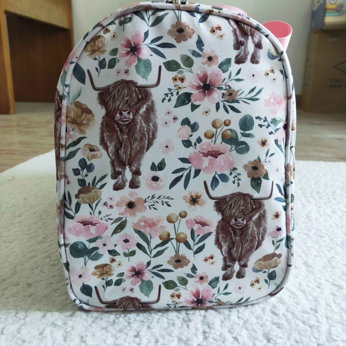 BA0008 Pink Highland Cows Print Little Bag Bagpack