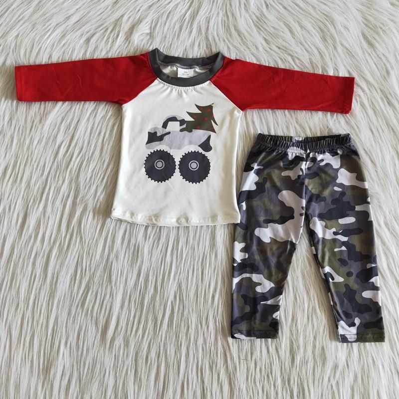 Clearance 6 A14-2 Christmas Tree Red Camo Boys Long Sleeve Pants Outfits