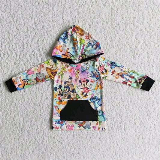 6 A22-16 Pink Mouse Cartoon Long Sleeve Top Hoodies Boys T-shirts