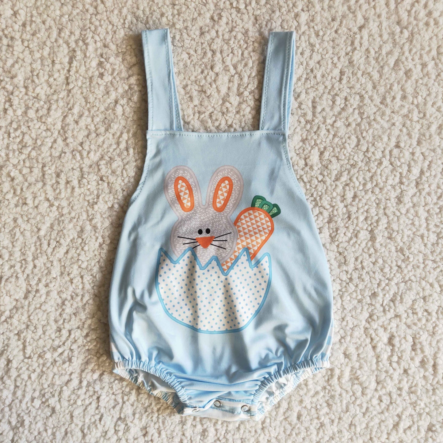 Clearance B4-9 Easter Rabbits Blue Newborn Boys Sleeveless Romper