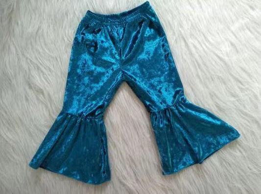 Best Velvet Bell-bottom Blue Pants