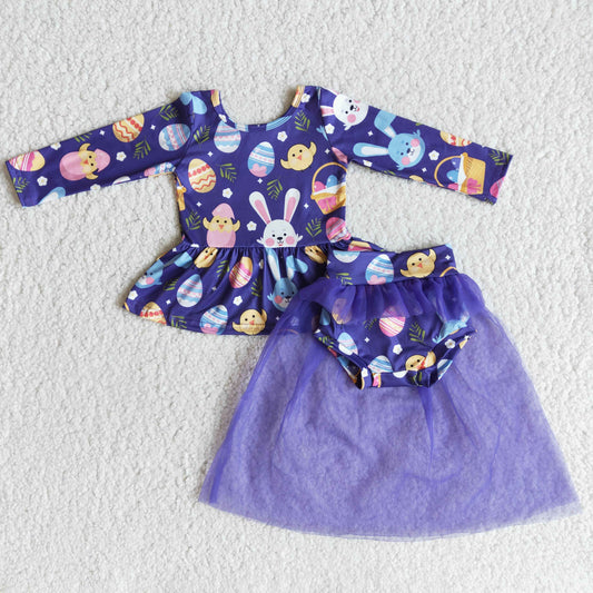 Clearance 6 A29-29 Cute Purple Tutu Easter Bummies Set