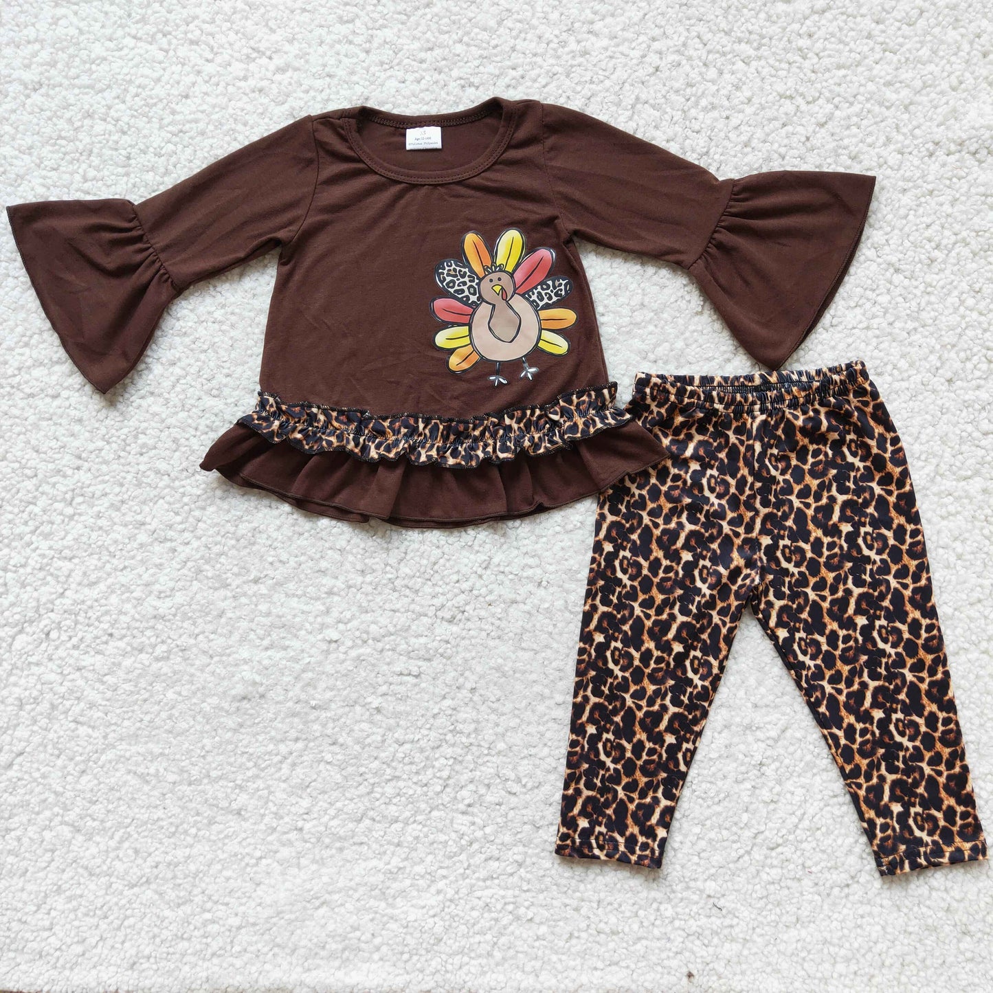 Clearance 6 A8-12 Fall Thanksgiving Turkey Match Leopard Print Casual Kids Clothing