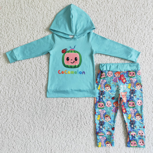 Clearance 6 B11-38 Blue Cartoon Boys Long Sleeve Hoodies Outfits