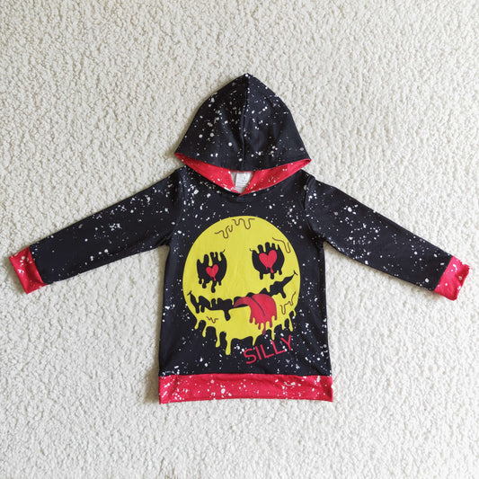 BT0058 Halloween Ghost Clown Black Red Yellow Boys Long Sleeve Hoodies Top