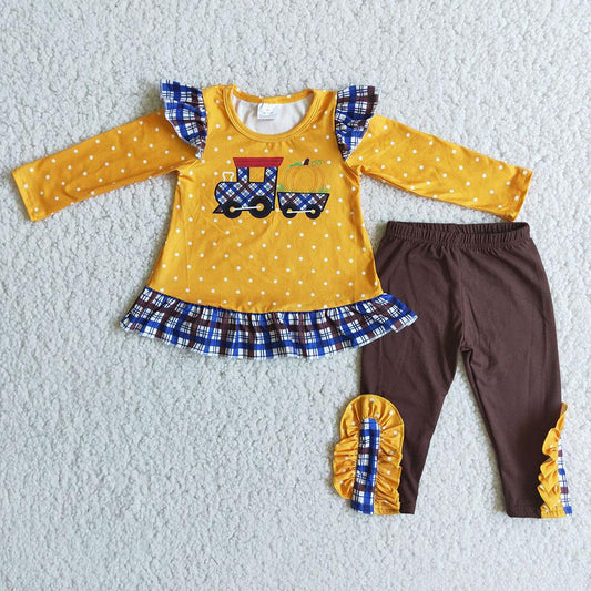 Baby Girls Fall Pumpkin Long Sleeve Casual 2 pcs Kids Outfits
