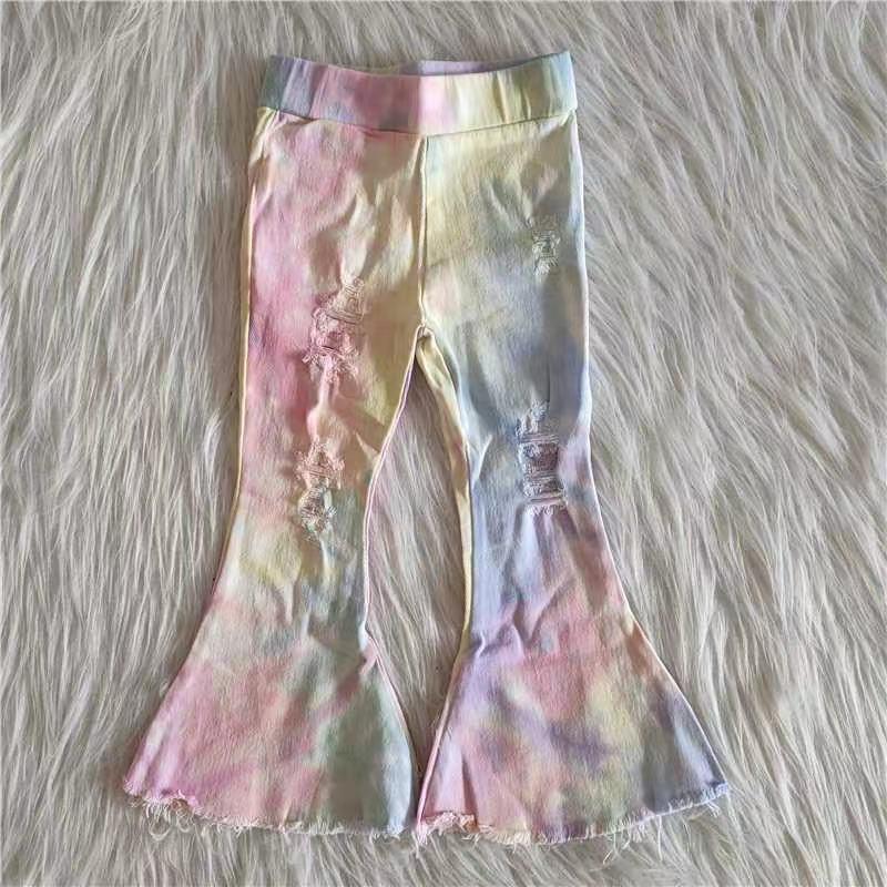 Lovely Baby Girls Tie Dye Colorful Denim Jeans