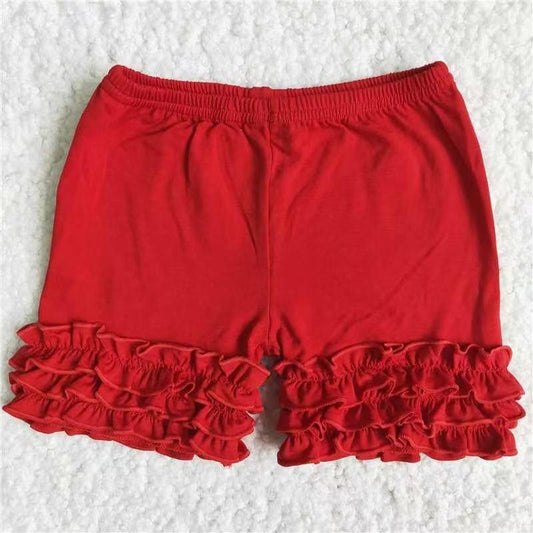 A16-23 Red Ruffles Summer Girls Shorts