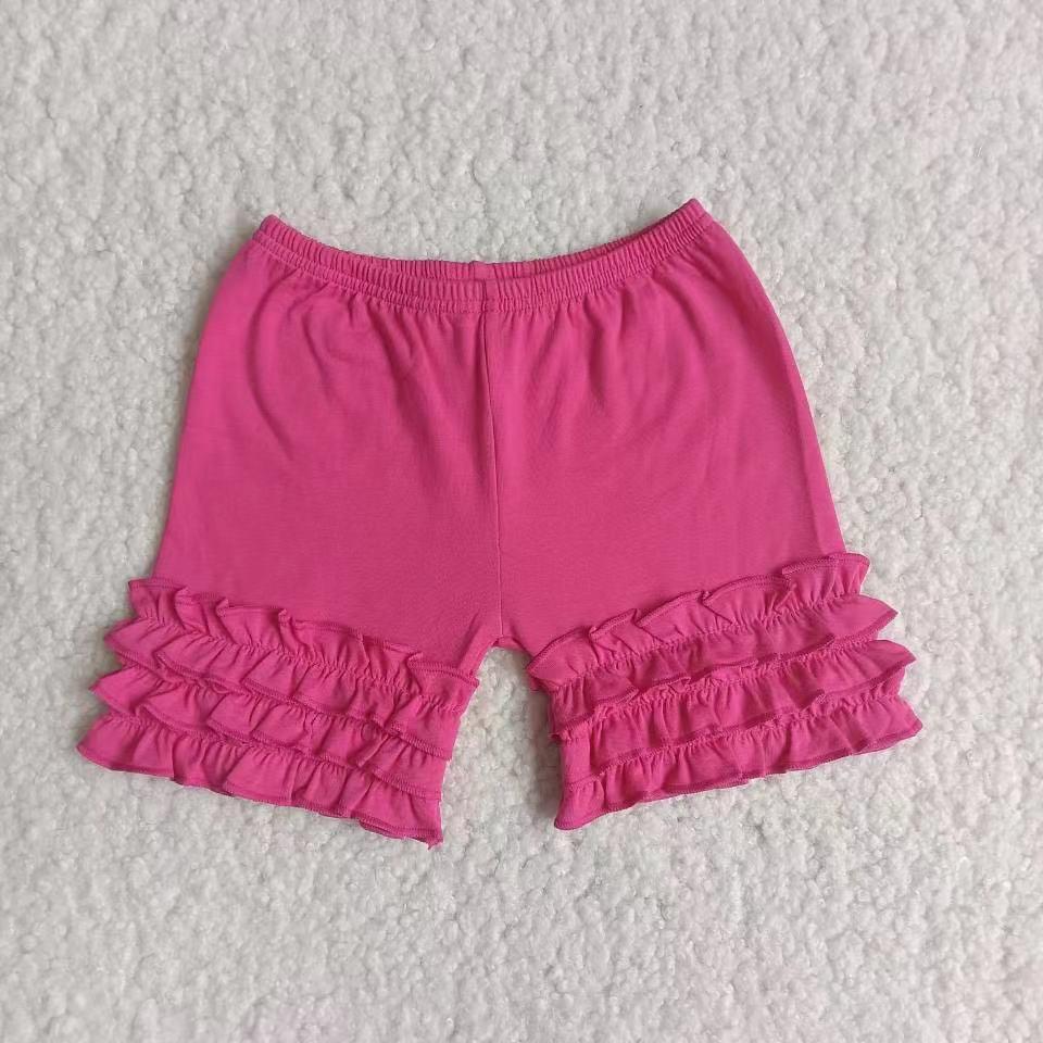 A14-14 Summer Hot Pink Ruffles High Quality Girls Shorts