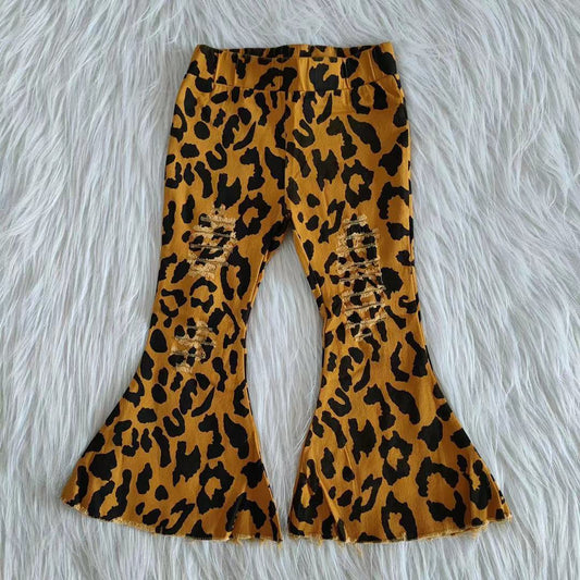 Adorable Leopard Print High Quality Girls Fashion Denim Jeans