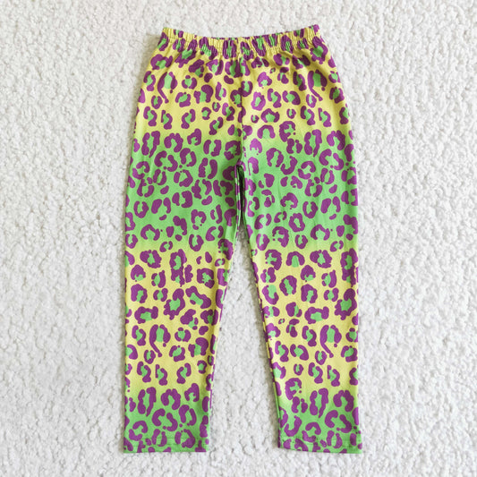 P0013 Yellow Green Leopard Baby Girls Legging Long Pants