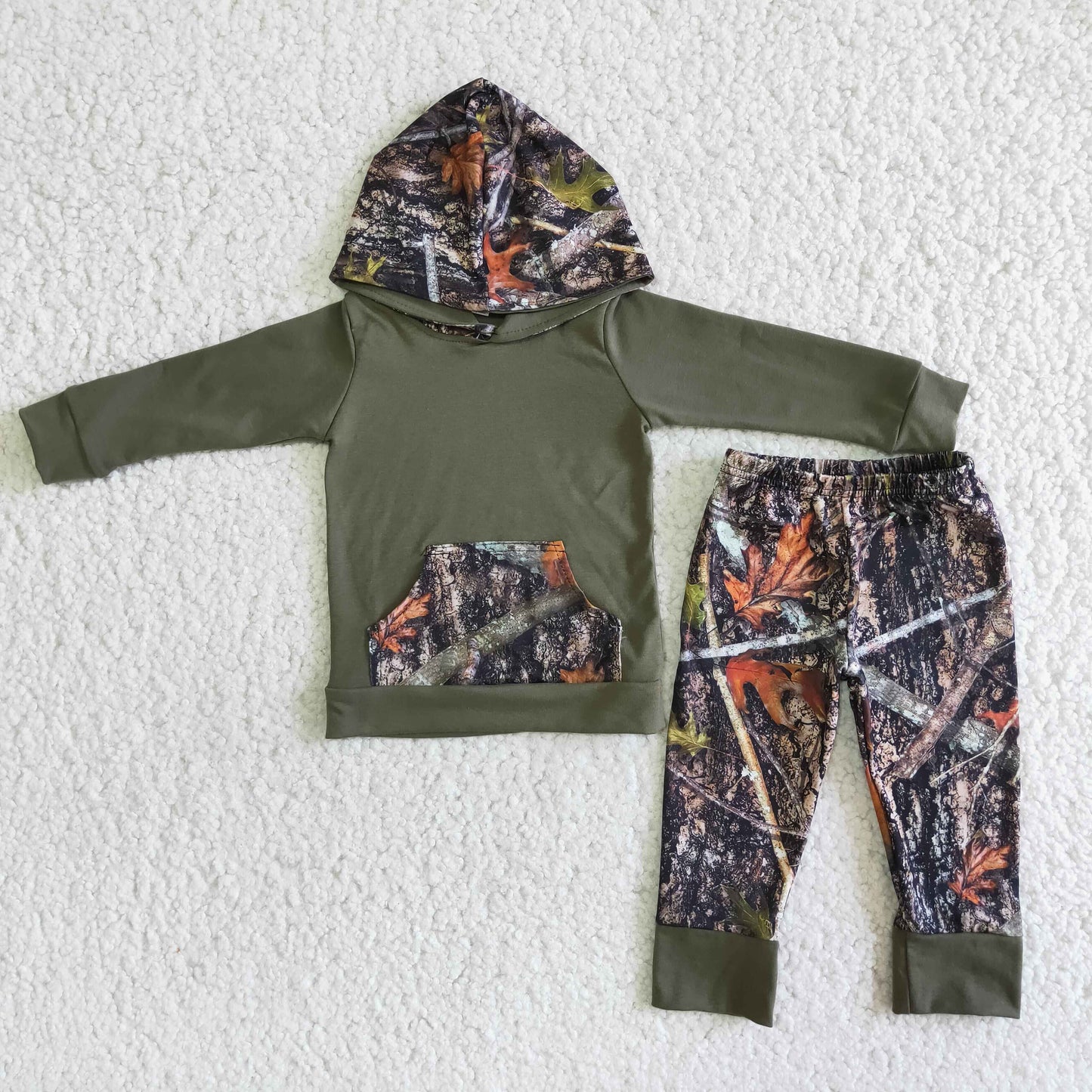 6 A6-30 Green Camo Leaf Leaves Girls Long Sleeve Hoodies Outfits